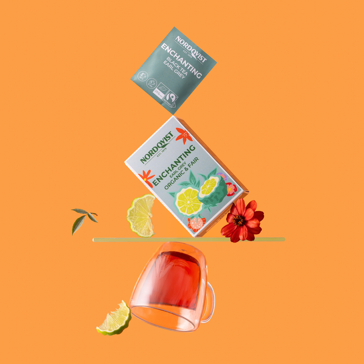 Close-up detail of Enchanting Organic Earl Grey packaging and design