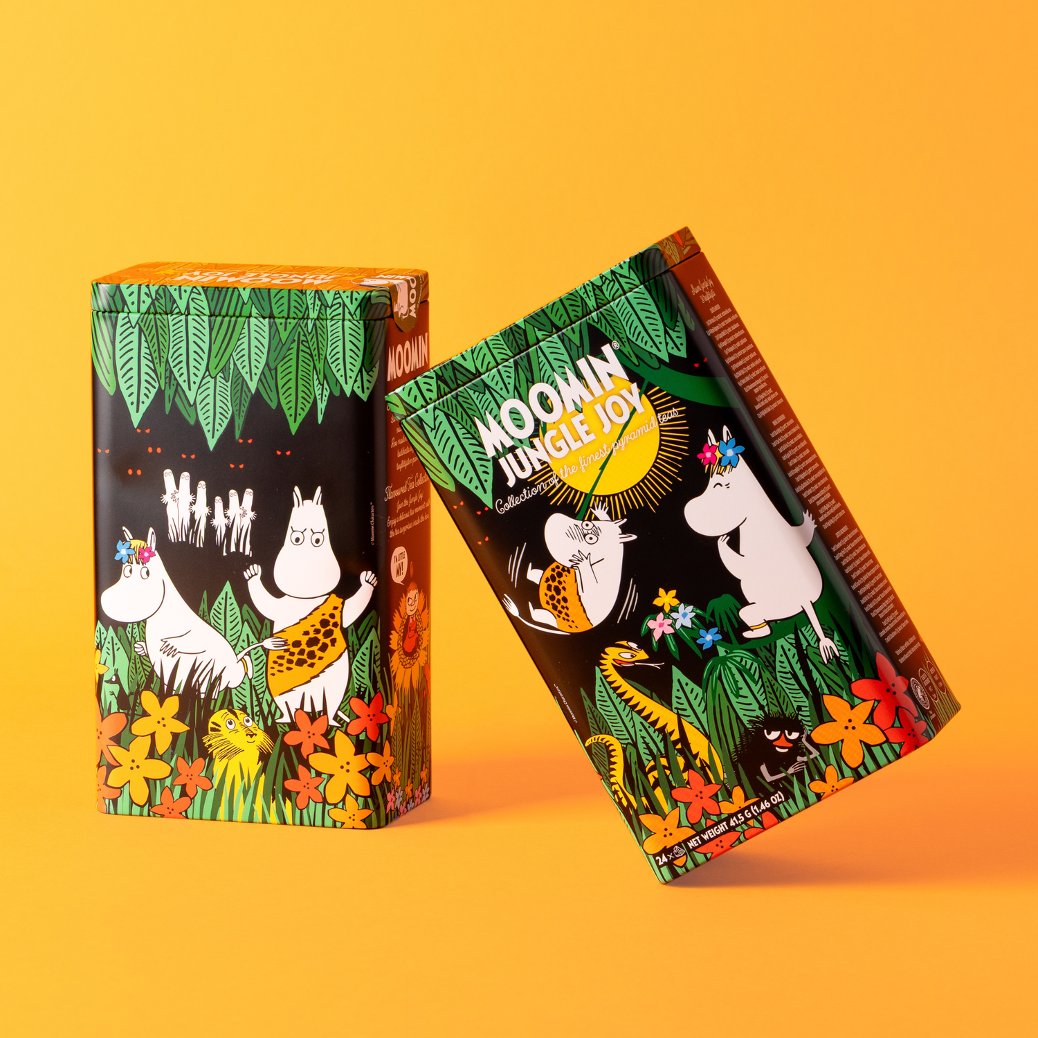 Inside the pack - Moomin Jungle Joy Box tea contents and materials