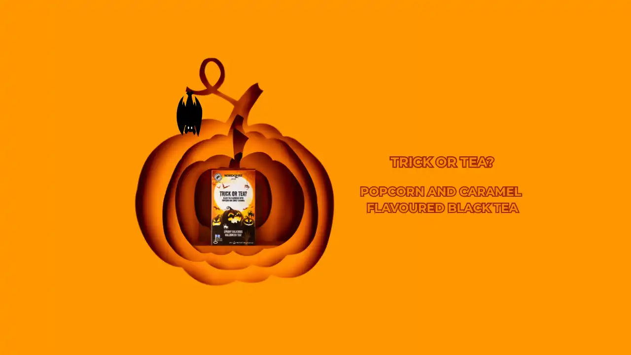 Halloween-themed black tea with popcorn and caramel flavor.